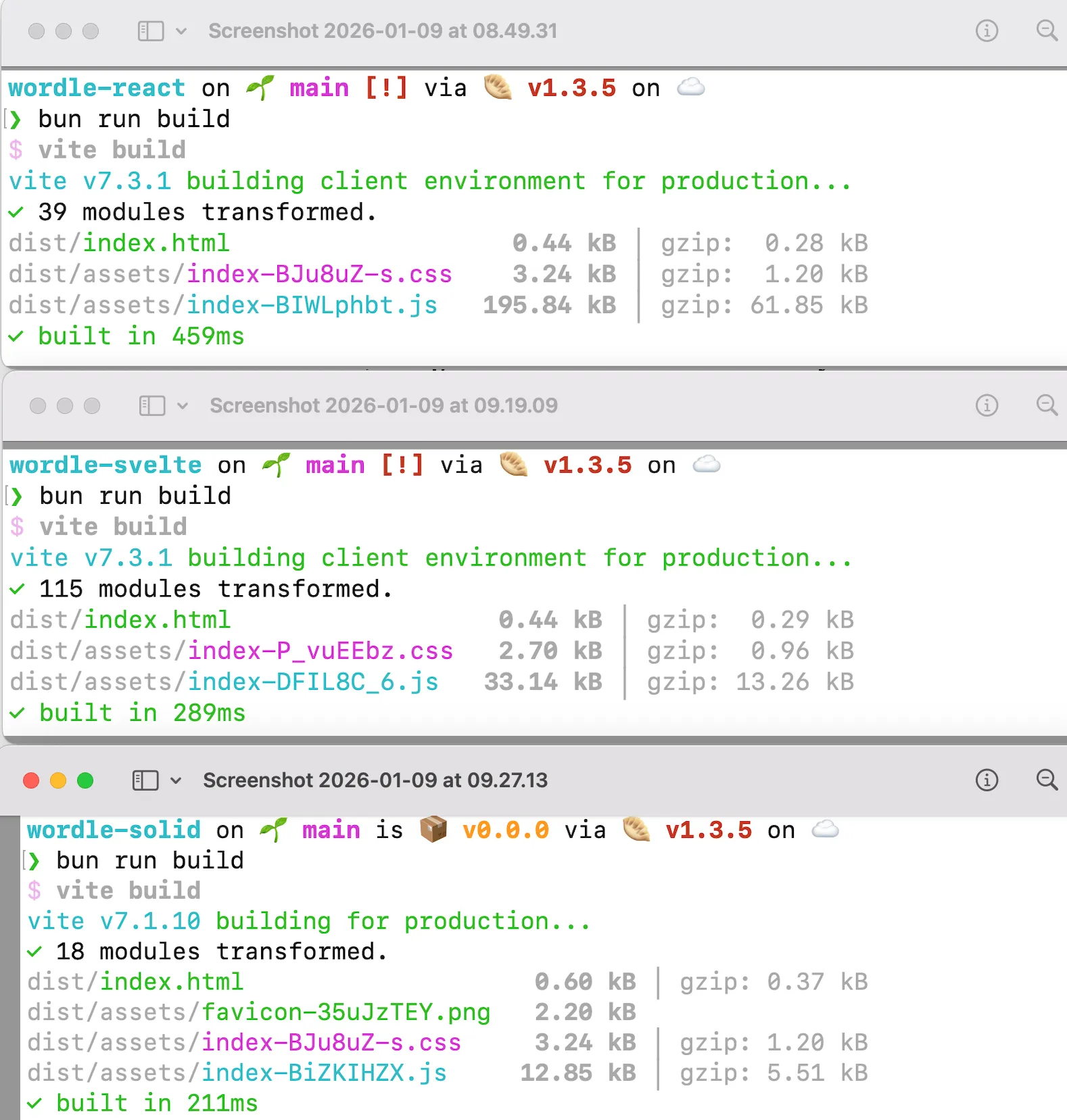 Picture of Wordle React, Svelte, and Solid